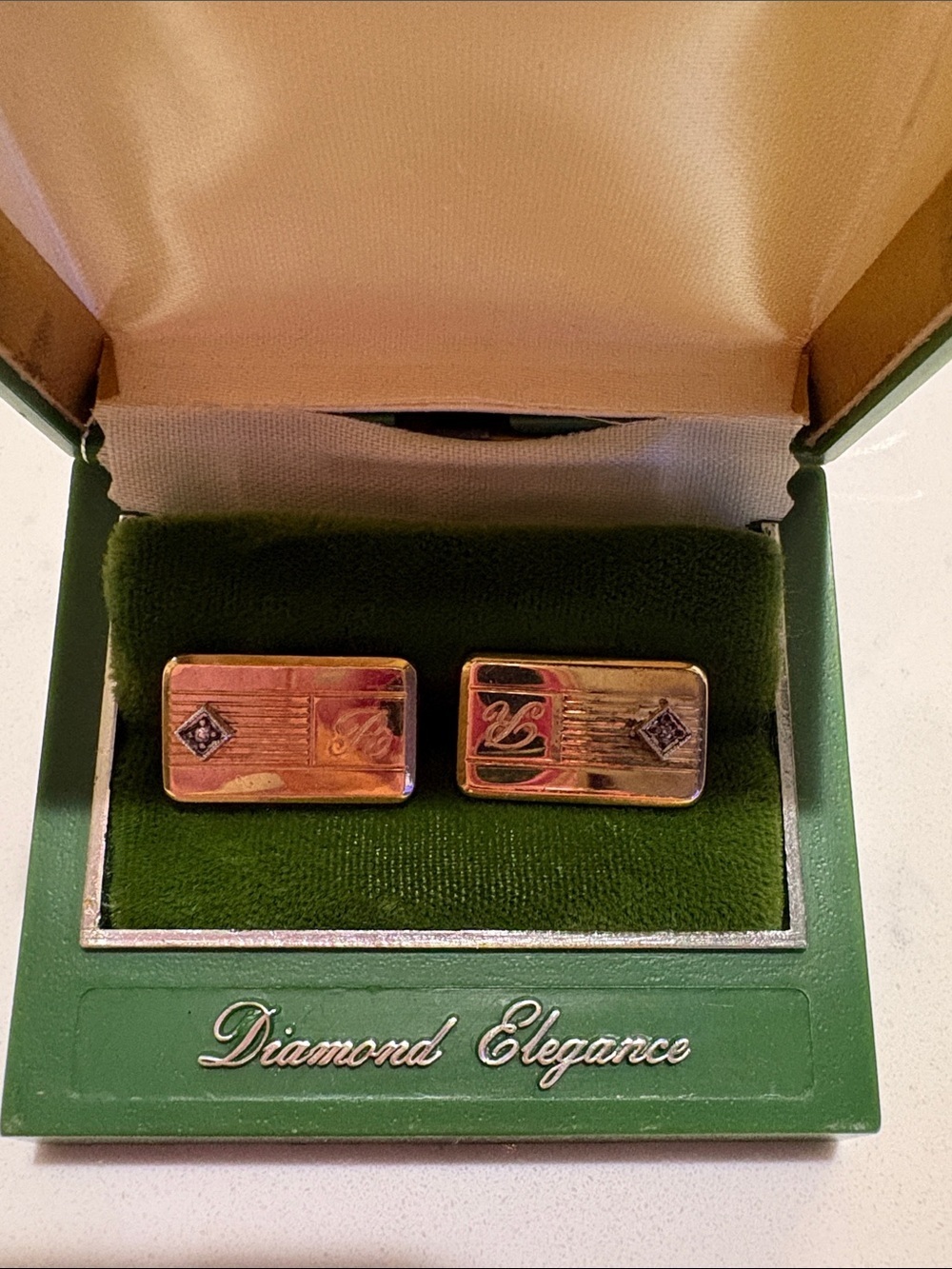 Gold and Black Rectangular Cufflinks